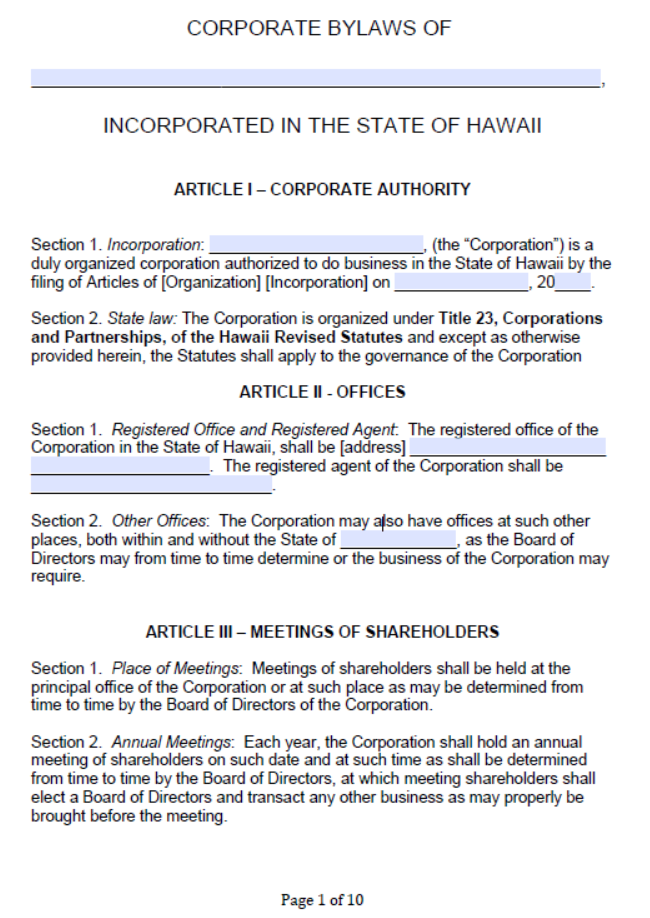 Corporate Bylaws