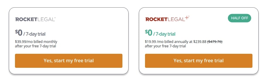 Rocket Lawyer pricing