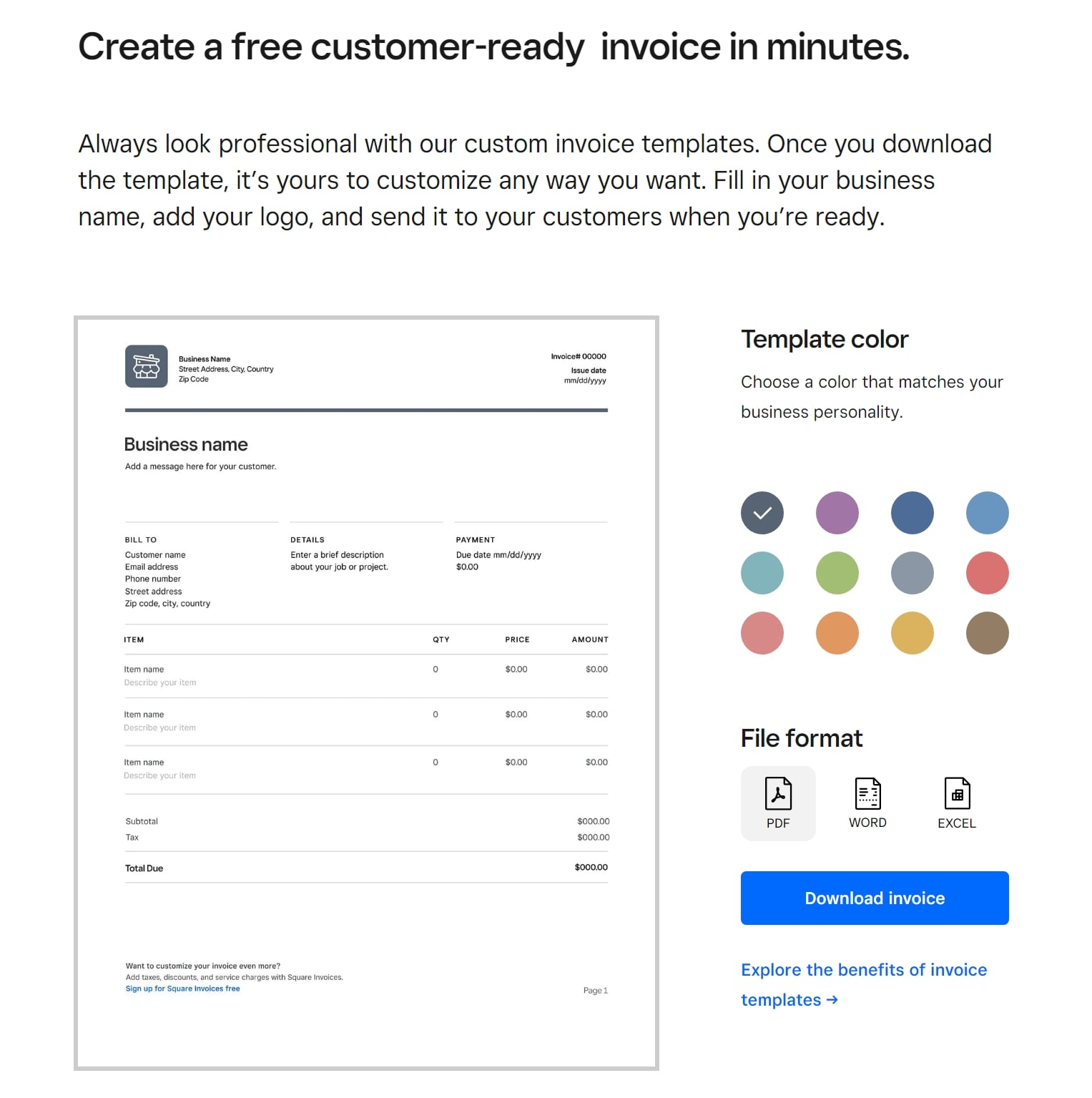 Square-invoice-templates