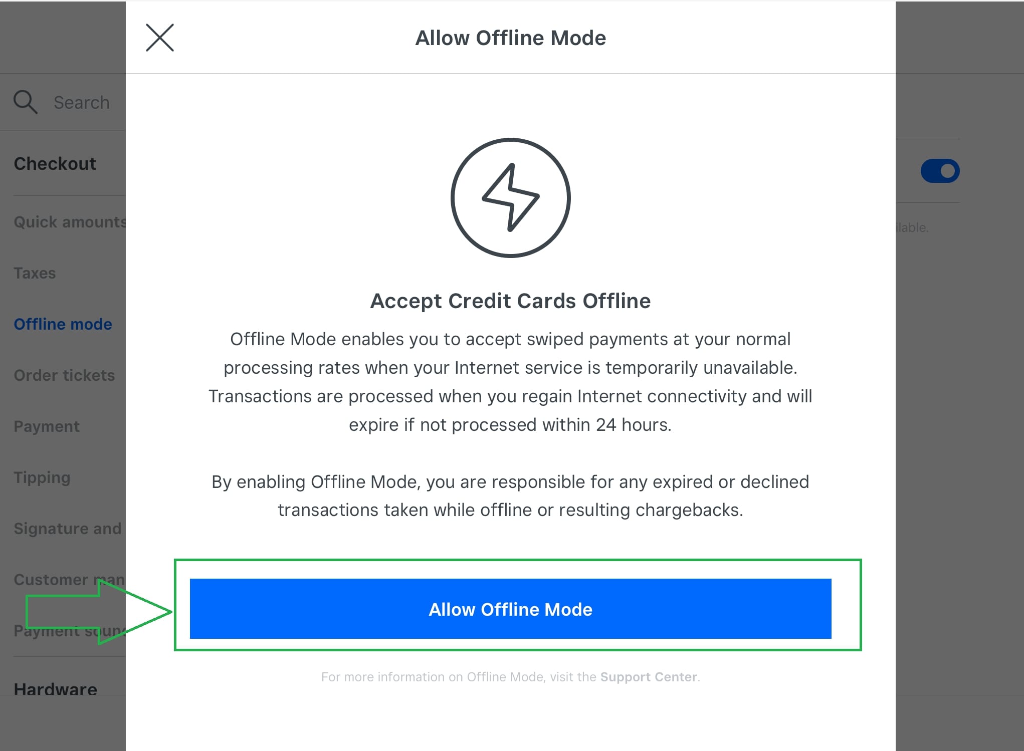 Square-offline-mode